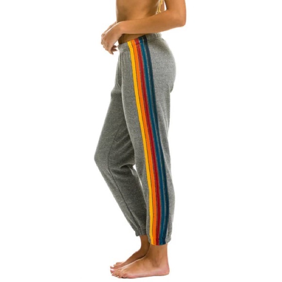 Aviator Nation Pants - Aviator Nation 5 Stripe Sweatpants in Heather Gray